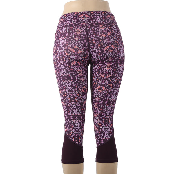 Apana AW Pant Sz S x 20 Purple Multi Colored Pull On Knee Length Poly Spandex