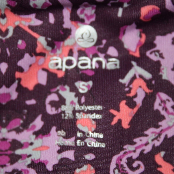 Apana AW Pant Sz S x 20 Purple Multi Colored Pull On Knee Length Poly Spandex