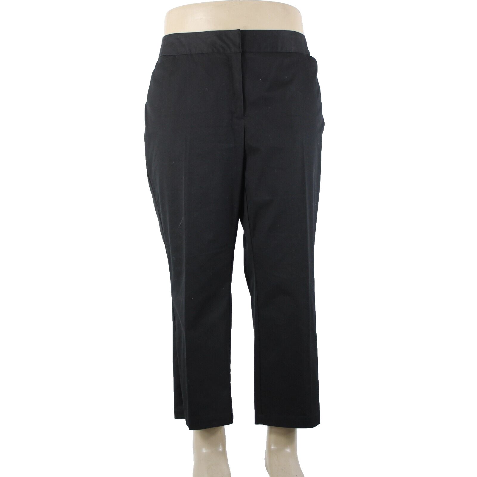 Caslon NEW Sz 18w x 25 Black Pockets Ankle Straight Leg Cotton Poly Capri Pant
