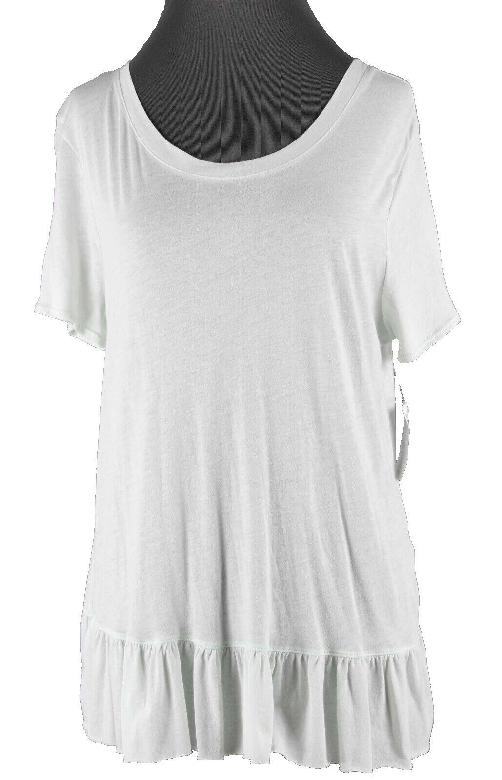 Hinge NEW Sz M Barely Green Aqua Asymmetrical Ruffled Cotton Blend Top