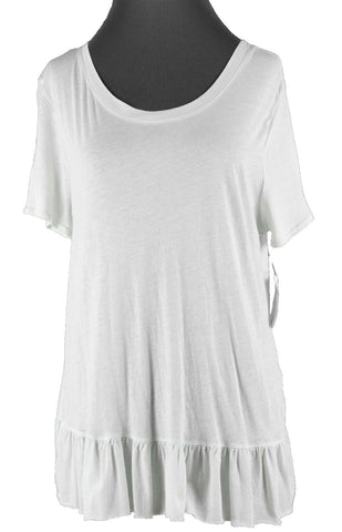 Hinge NEW Sz M Barely Green Aqua Asymmetrical Ruffled Cotton Blend Top