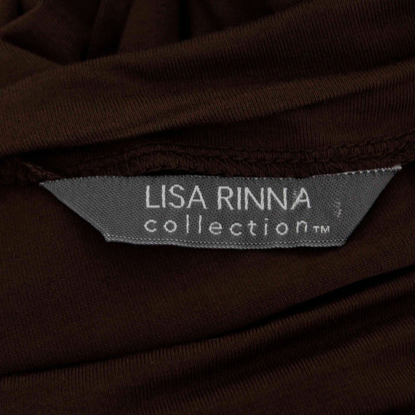 Lisa Rinna Sz XS Brown High Neck Asymmetric Split Sides Rayon Spandex Knit Tunic