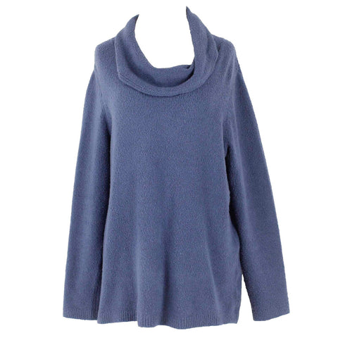 J Jill Sz M Blue Turtleneck Long Sleeve Tunic Cotton Nylon Sweater