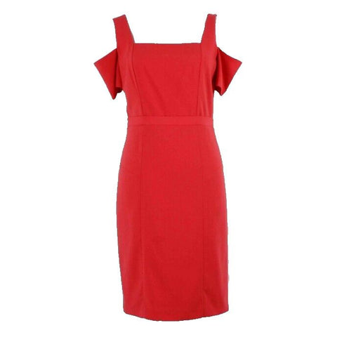 BCBG Maxazria NEW $228 Ann Sz 8 Lipstick Red Cold Shoulder Poly Rayon Dress
