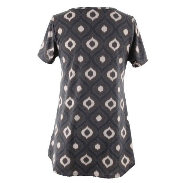LuLaRoe Sz XS Brown Cream Gray Hi Lo Poly Spandex Knit Top