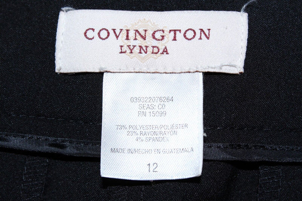 Covington Sz 12 x 31 Lynda Black Poly Rayon Blend Unlined Trousers Pant