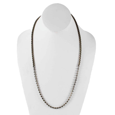 J Crew Sz 33in Mixed Media Brass Chain Rhinestone Chain Segment Necklace