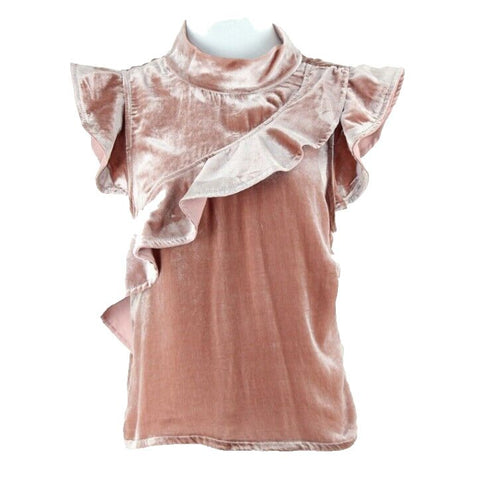 McGuire Sorbonne NEW $235 Sz S Peach Iridescent Rayon Silk Velvet Ruff Top