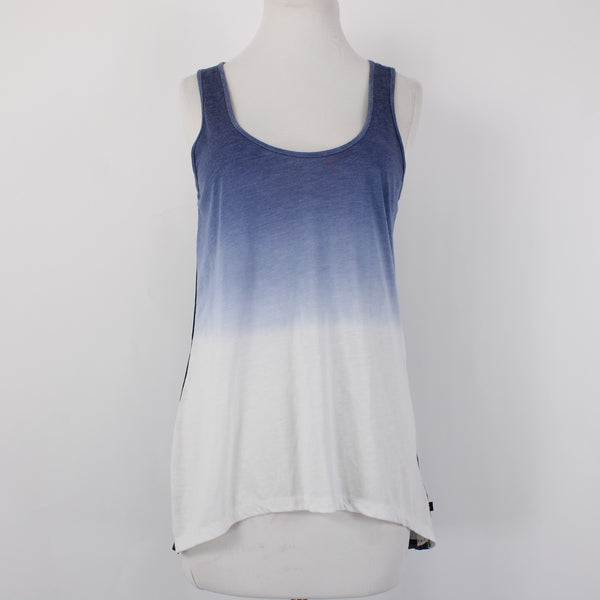 William Rast Top NEW $50 Sz SP Navy Blue White Color Block Hi Lo Polyester Top