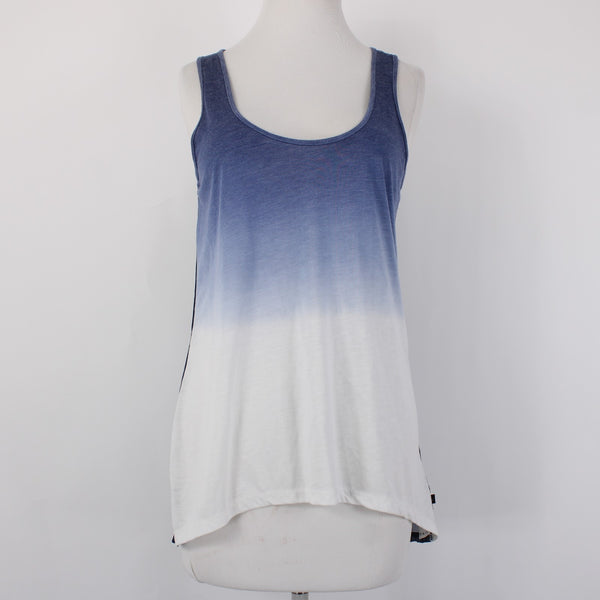 William Rast Top NEW $50 Sz SP Navy Blue White Color Block Hi Lo Polyester Top