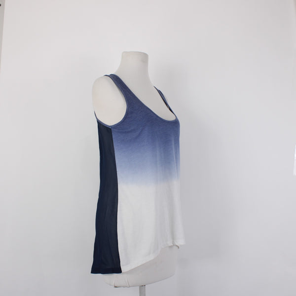 William Rast Top NEW $50 Sz SP Navy Blue White Color Block Hi Lo Polyester Top