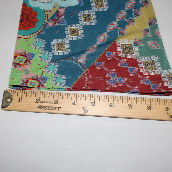 Johnny Was Top Sz S Blue Multi Color Floral Long Sleeve Viscose Bamboo Top