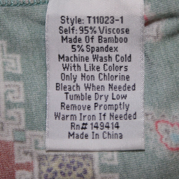 Johnny Was Top Sz S Blue Multi Color Floral Long Sleeve Viscose Bamboo Top