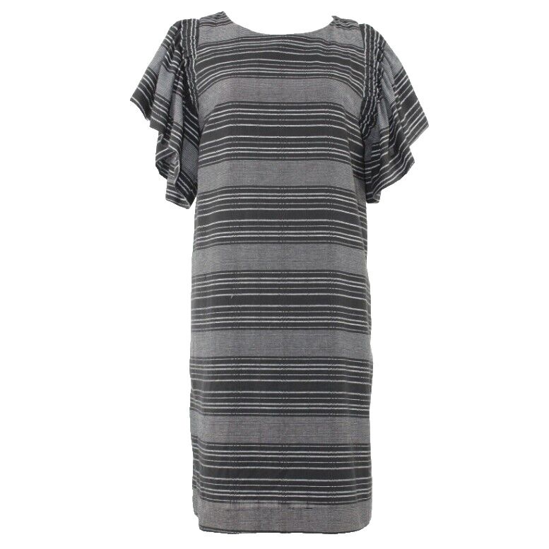 Moon River NEW $148 Sz M Black White Ruffle Sleeve Cotton Poly Dress