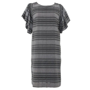 Moon River NEW $148 Sz M Black White Ruffle Sleeve Cotton Poly Dress