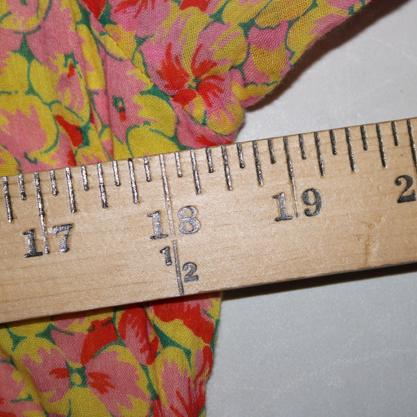 Banjanan Sz L Yellow Lemon Pink Poppy Pleated 100% Cotton Bohemian Dress