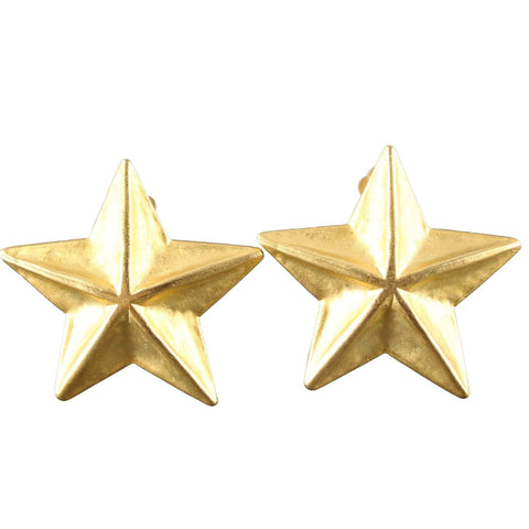 Star Goldtone Matte Star 1.75" Huggie Clip On Earrings
