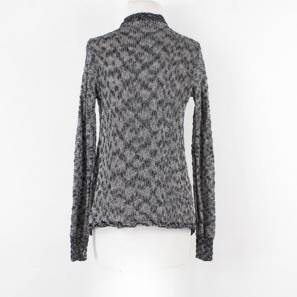 Wild Pearl Sz XS Black White Open Cascade Long Front Cotton Blend Knit Wrap