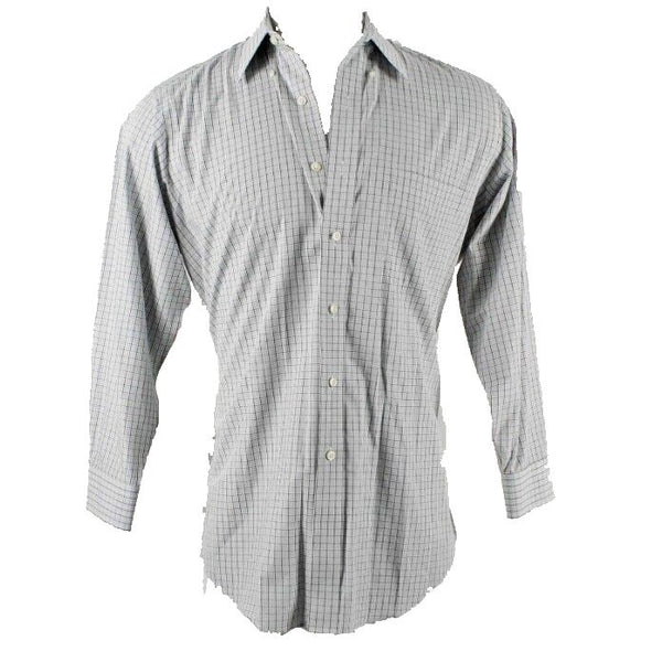 Paul Fredrick Sz 15.5-32 Gray White Multi Checks Button Down Cotton Men's Shirt