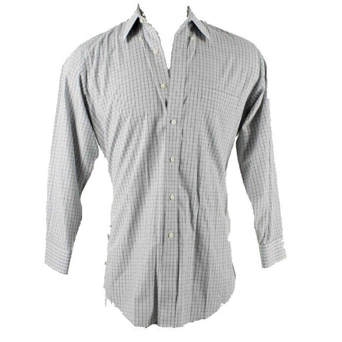 Paul Fredrick Sz 15.5-32 Gray White Multi Checks Button Down Cotton Men's Shirt