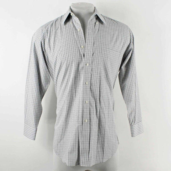 Paul Fredrick Sz 15.5-32 Gray White Multi Checks Button Down Cotton Men's Shirt
