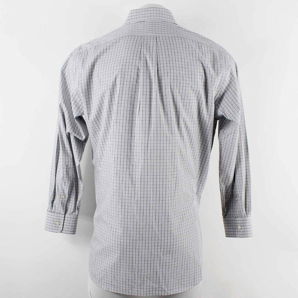 Paul Fredrick Sz 15.5-32 Gray White Multi Checks Button Down Cotton Men's Shirt