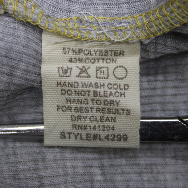 Hem Thread Sz S Yellow Gray Striped Peplum Round Neck Poly Cotton Top