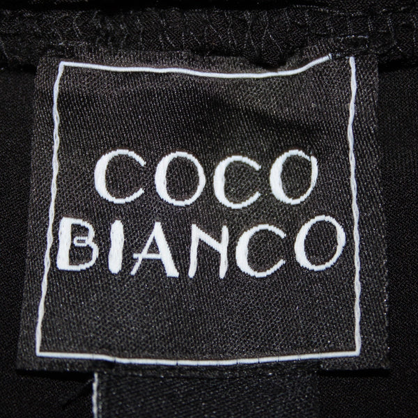 Coco Bianco Sz S Black Split Front Seam Pearl Embellished Polyester Blend Pant
