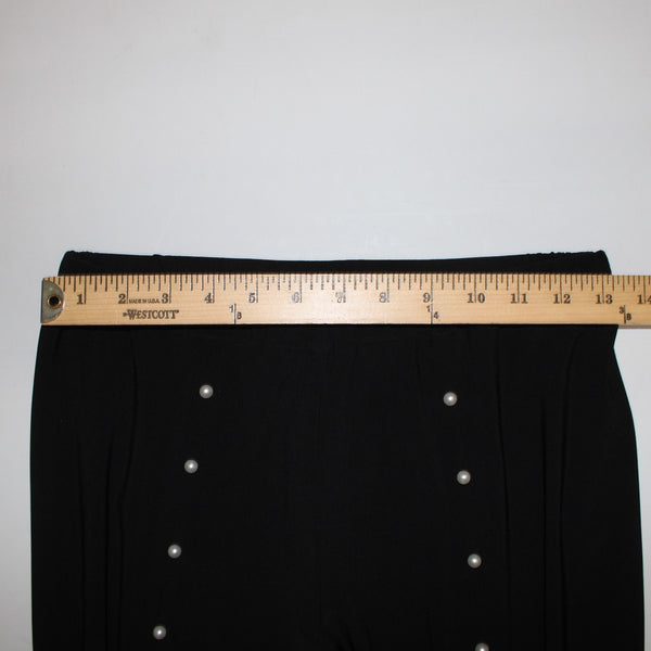 Coco Bianco Sz S Black Split Front Seam Pearl Embellished Polyester Blend Pant