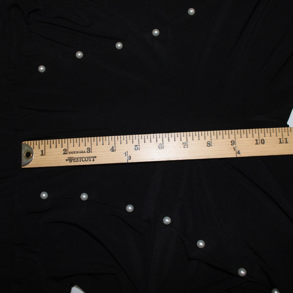 Coco Bianco Sz S Black Split Front Seam Pearl Embellished Polyester Blend Pant