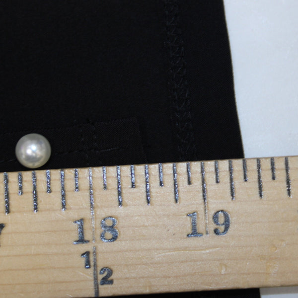 Coco Bianco Sz S Black Split Front Seam Pearl Embellished Polyester Blend Pant