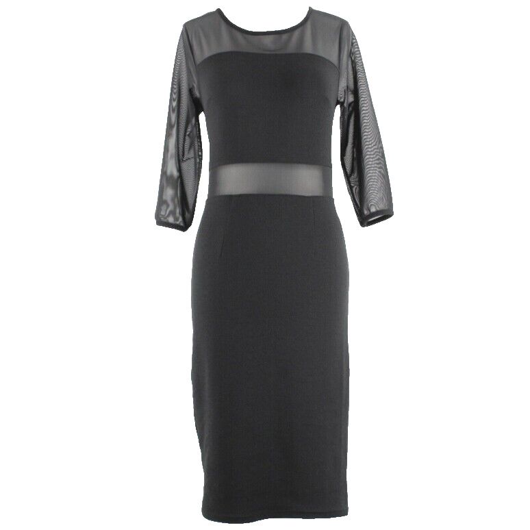 Mlle Gabrielle Sz S Black Sheer Mesh Insert Bodycon Polyester Spandex Dress