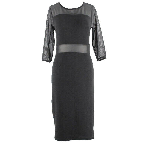 Mlle Gabrielle Sz S Black Sheer Mesh Insert Bodycon Polyester Spandex Dress