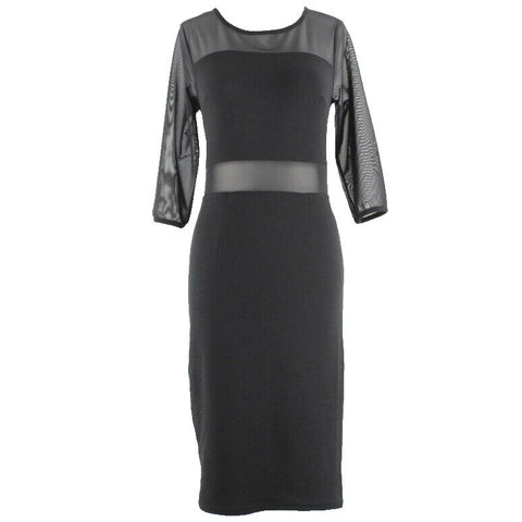 Mlle Gabrielle Sz S Black Sheer Mesh Insert Bodycon Polyester Spandex Dress