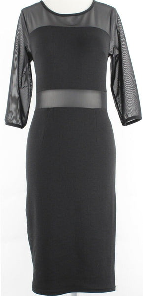 Mlle Gabrielle Sz S Black Sheer Mesh Insert Bodycon Polyester Spandex Dress