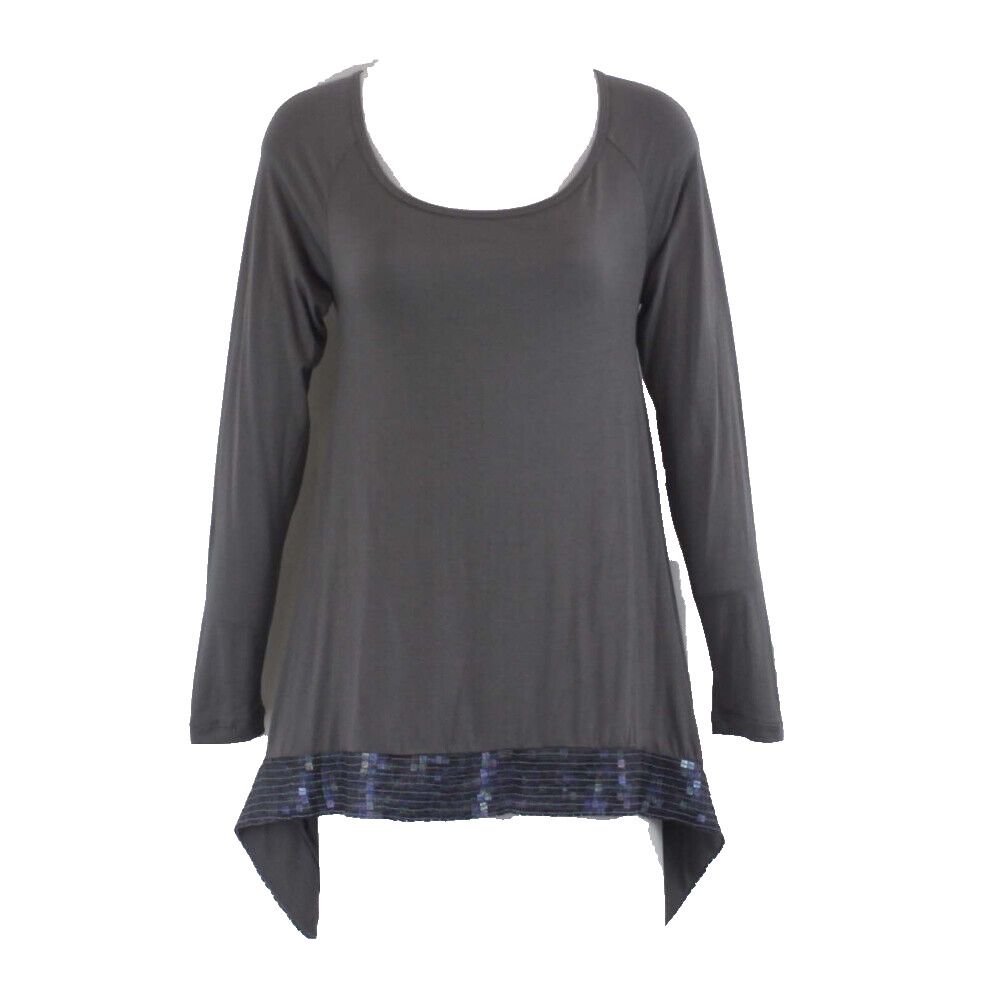 Soul Revival NWT $128 Sz S Gray Square AB Sequined Hem Scoop Neck Top