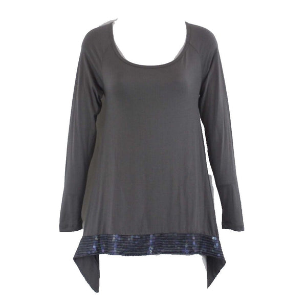 Soul Revival NWT $128 Sz S Gray Square AB Sequined Hem Scoop Neck Top