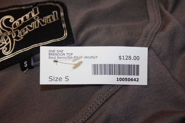 Soul Revival NWT $128 Sz S Gray Square AB Sequined Hem Scoop Neck Top