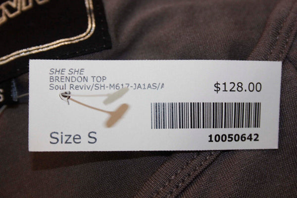 Soul Revival NWT $128 Sz S Gray Square AB Sequined Hem Scoop Neck Top