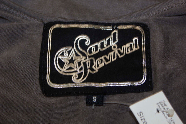 Soul Revival NWT $128 Sz S Gray Square AB Sequined Hem Scoop Neck Top