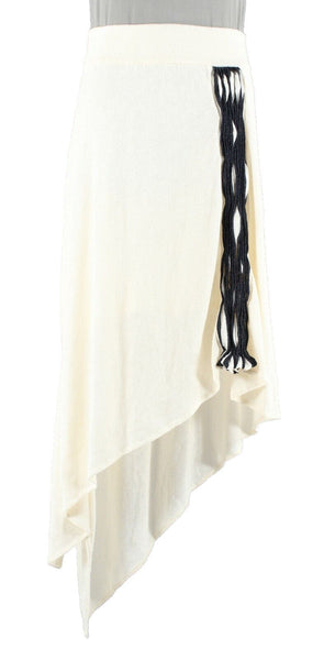 Taos Sz XS Cream Black Asymmetrical Linen Cotton Metallic Knit Skirt