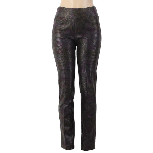 Lena Gabrielle Pant Sz 6 x 30 Black Multi Colored Reptile Print Rayon Nylon Pant