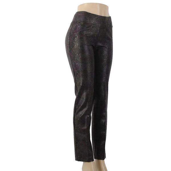 Lena Gabrielle Pant Sz 6 x 30 Black Multi Colored Reptile Print Rayon Nylon Pant