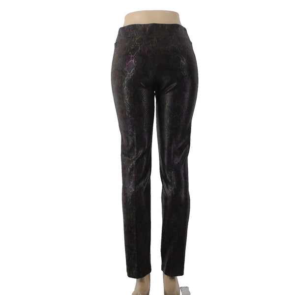 Lena Gabrielle Pant Sz 6 x 30 Black Multi Colored Reptile Print Rayon Nylon Pant