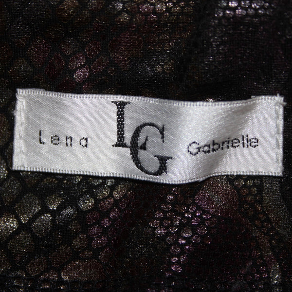 Lena Gabrielle Pant Sz 6 x 30 Black Multi Colored Reptile Print Rayon Nylon Pant