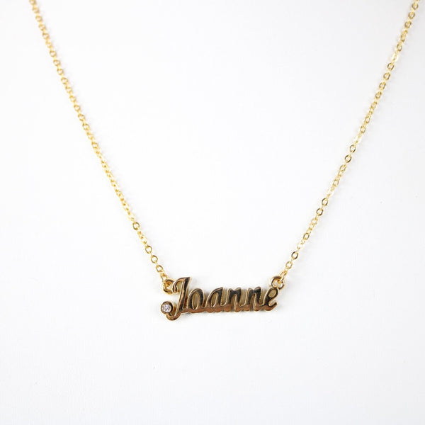 JOANNE NEW Name Goldtone Rhinestone Accent 14.5" w 4.5" Multi Ring Ext Necklace