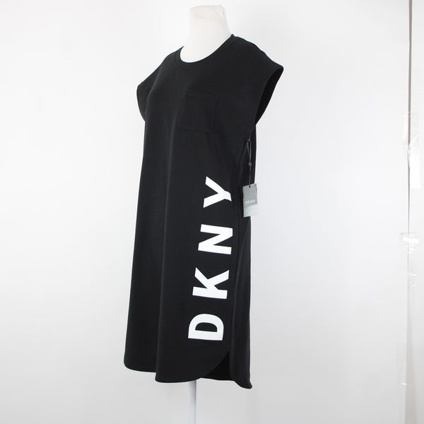DKNY NEW Group 4m Sz S Black White Logo Cap Sleeve Cotton Polyester Dress