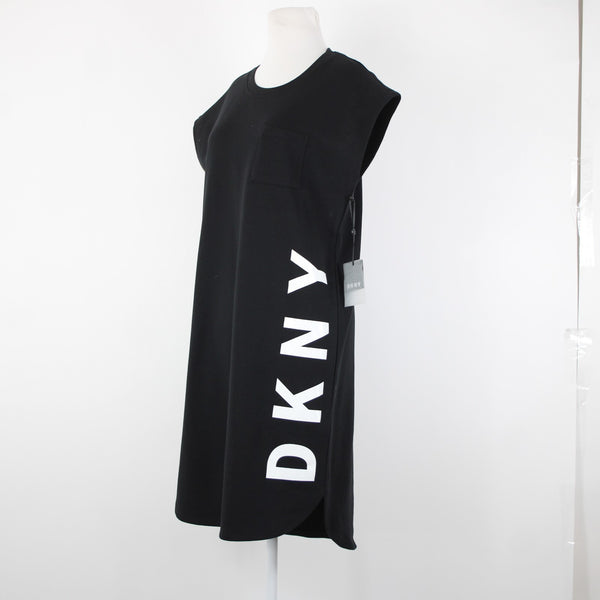 DKNY NEW Group 4m Sz S Black White Logo Cap Sleeve Cotton Polyester Dress