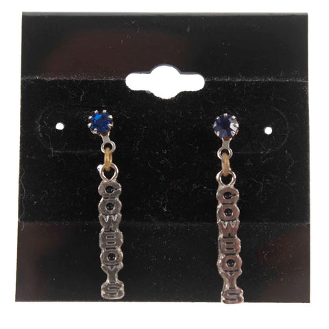 Hil Properties Inc 1893 Silver Blue Rhinestone Cowboys Post Back 1" Earrings