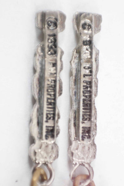 Hil Properties Inc 1893 Silver Blue Rhinestone Cowboys Post Back 1" Earrings